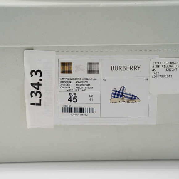 size 45eu 12us Burberry Pillow Boots Hunter Blue White Check Padded Drawstring main image 8